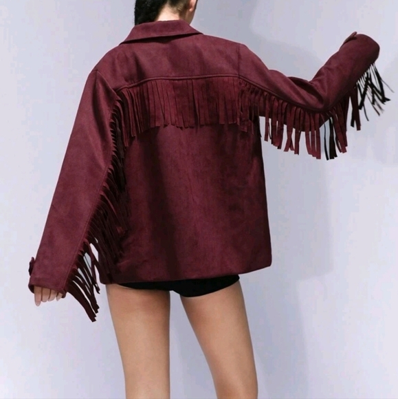 Autumn/Winter Women Regular Jacket With Faux Leather Material And Tassel Decor - Picture 1 of 5